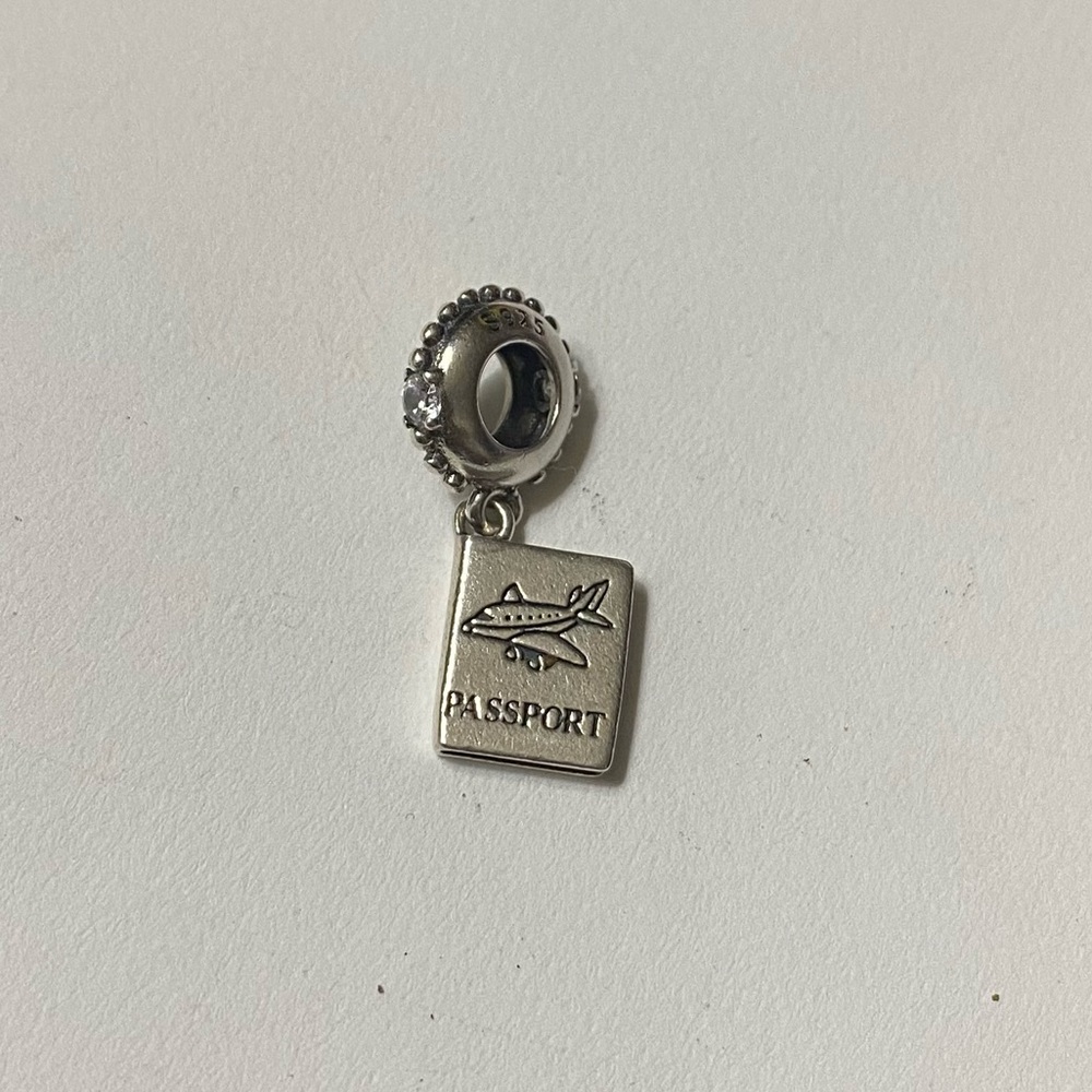 Pandora “Adventure Awaits” Passport Dangle Silver Charm